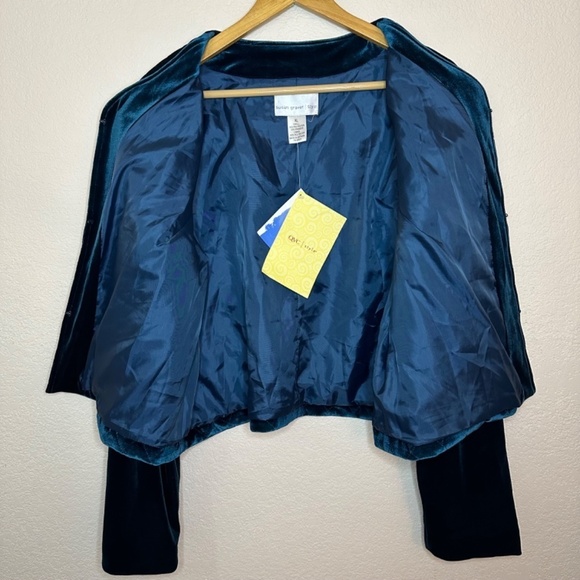 NEW Susan Graver Quilted Velour Green Short Blazer Womens XL Holiday Cocktail - Picture 8 of 15